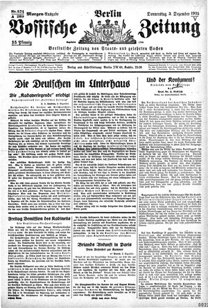 Vossische Zeitung vom 03.12.1925