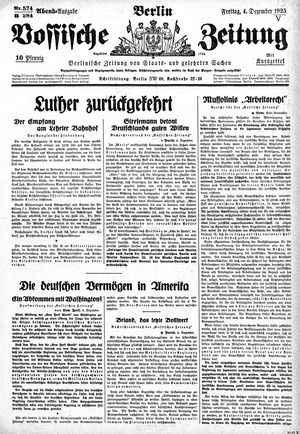 Vossische Zeitung on Dec 4, 1925