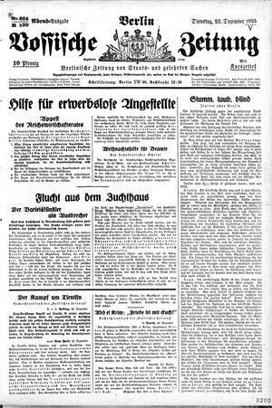 Vossische Zeitung vom 22.12.1925