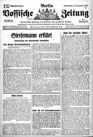 Vossische Zeitung vom 31.12.1925