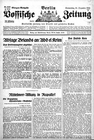 Vossische Zeitung vom 31.12.1925