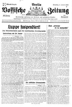 Vossische Zeitung on Jan 5, 1926
