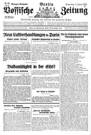 Vossische Zeitung on Jan 7, 1926