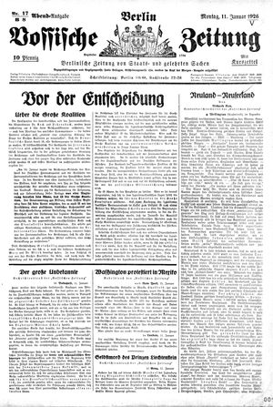 Vossische Zeitung on Jan 11, 1926