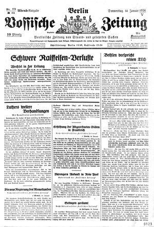 Vossische Zeitung on Jan 14, 1926