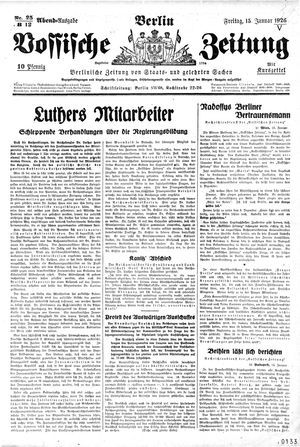 Vossische Zeitung on Jan 15, 1926