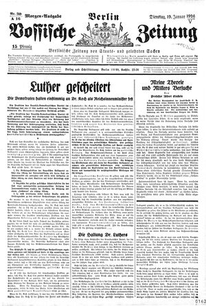 Vossische Zeitung vom 19.01.1926