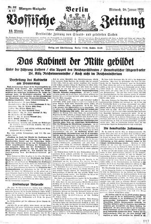 Vossische Zeitung on Jan 20, 1926