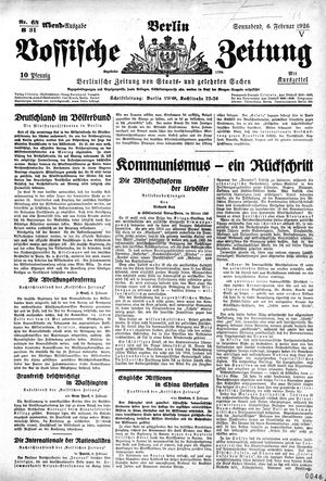 Vossische Zeitung on Feb 6, 1926