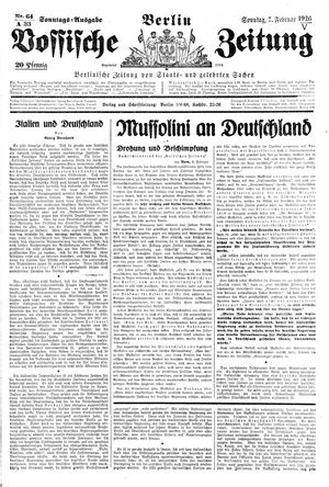 Vossische Zeitung on Feb 7, 1926