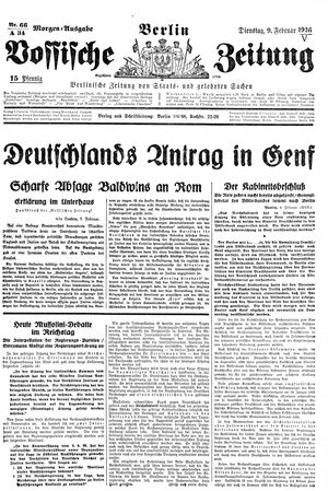 Vossische Zeitung on Feb 9, 1926