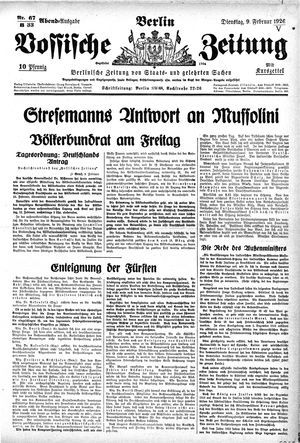 Vossische Zeitung on Feb 9, 1926