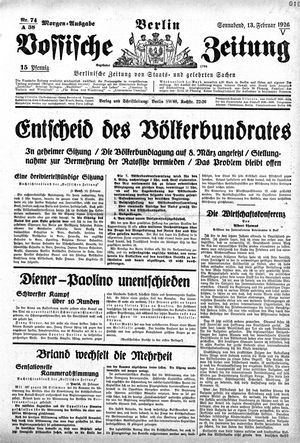 Vossische Zeitung on Feb 13, 1926