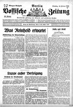 Vossische Zeitung vom 16.02.1926