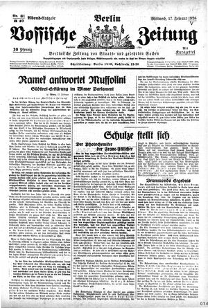 Vossische Zeitung vom 17.02.1926