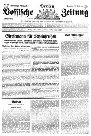 Vossische Zeitung on Feb 21, 1926