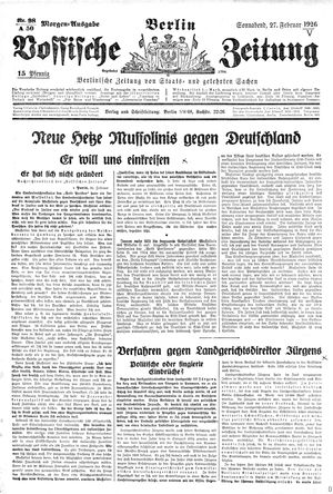 Vossische Zeitung vom 27.02.1926