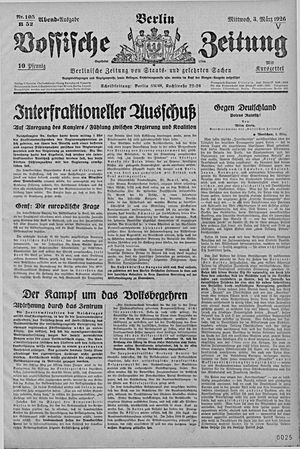 Vossische Zeitung on Mar 3, 1926