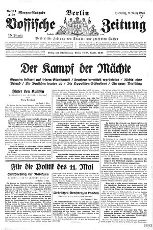 Vossische Zeitung on Mar 9, 1926