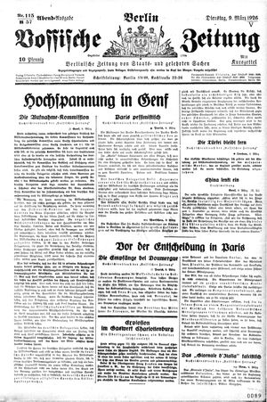 Vossische Zeitung on Mar 9, 1926