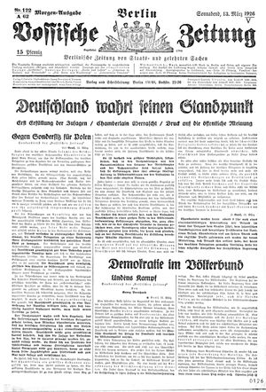 Vossische Zeitung on Mar 13, 1926