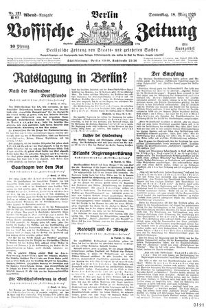 Vossische Zeitung on Mar 18, 1926