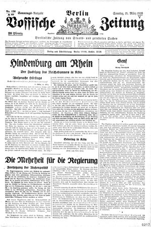 Vossische Zeitung on Mar 21, 1926