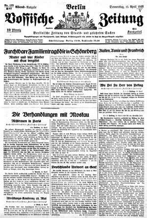 Vossische Zeitung on Apr 15, 1926