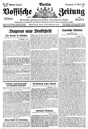Vossische Zeitung vom 17.04.1926