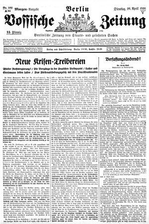 Vossische Zeitung on Apr 20, 1926