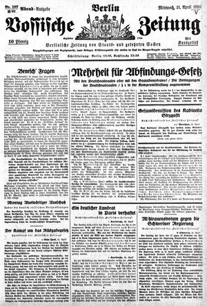 Vossische Zeitung on Apr 21, 1926