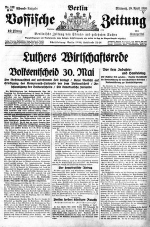 Vossische Zeitung vom 28.04.1926