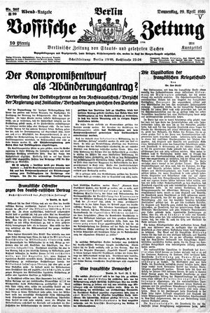 Vossische Zeitung vom 29.04.1926