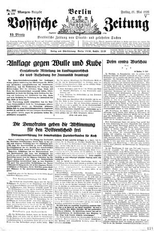 Vossische Zeitung on May 21, 1926