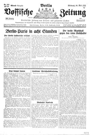 Vossische Zeitung on May 26, 1926