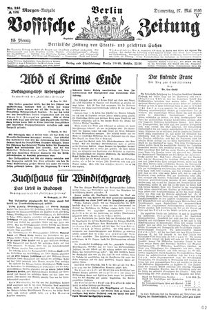 Vossische Zeitung vom 27.05.1926