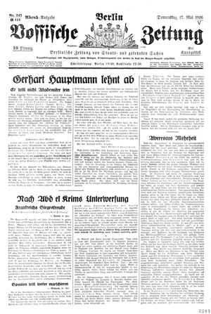 Vossische Zeitung vom 27.05.1926