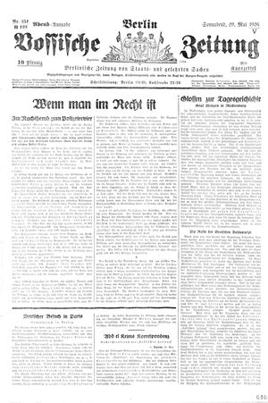 Vossische Zeitung on May 29, 1926
