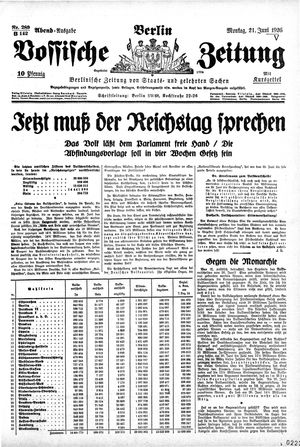 Vossische Zeitung on Jun 21, 1926