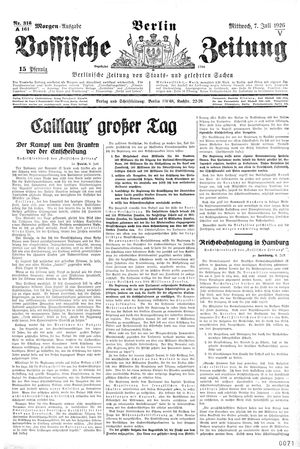 Vossische Zeitung on Jul 7, 1926