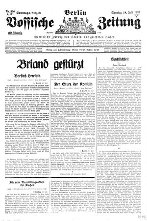 Vossische Zeitung vom 18.07.1926
