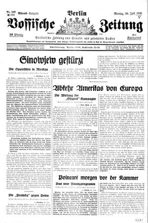 Vossische Zeitung on Jul 26, 1926