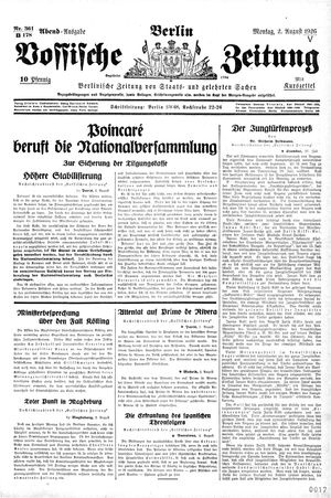 Vossische Zeitung vom 02.08.1926