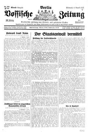 Vossische Zeitung on Aug 4, 1926