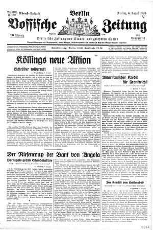 Vossische Zeitung vom 06.08.1926