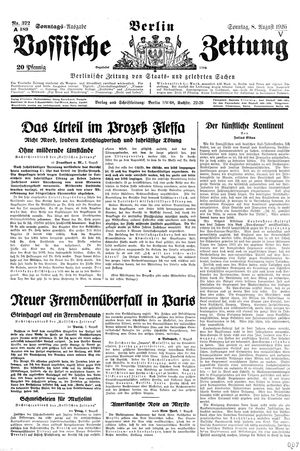 Vossische Zeitung vom 08.08.1926