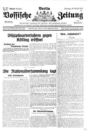 Vossische Zeitung vom 10.08.1926