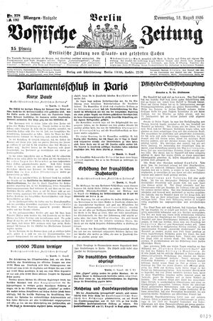 Vossische Zeitung vom 12.08.1926