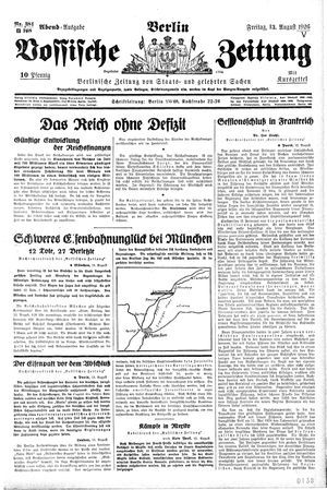 Vossische Zeitung vom 13.08.1926