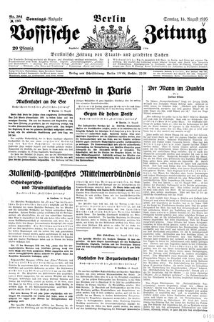 Vossische Zeitung vom 15.08.1926